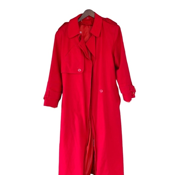 Red linen & cotton trench coat - Picture 3 of 4